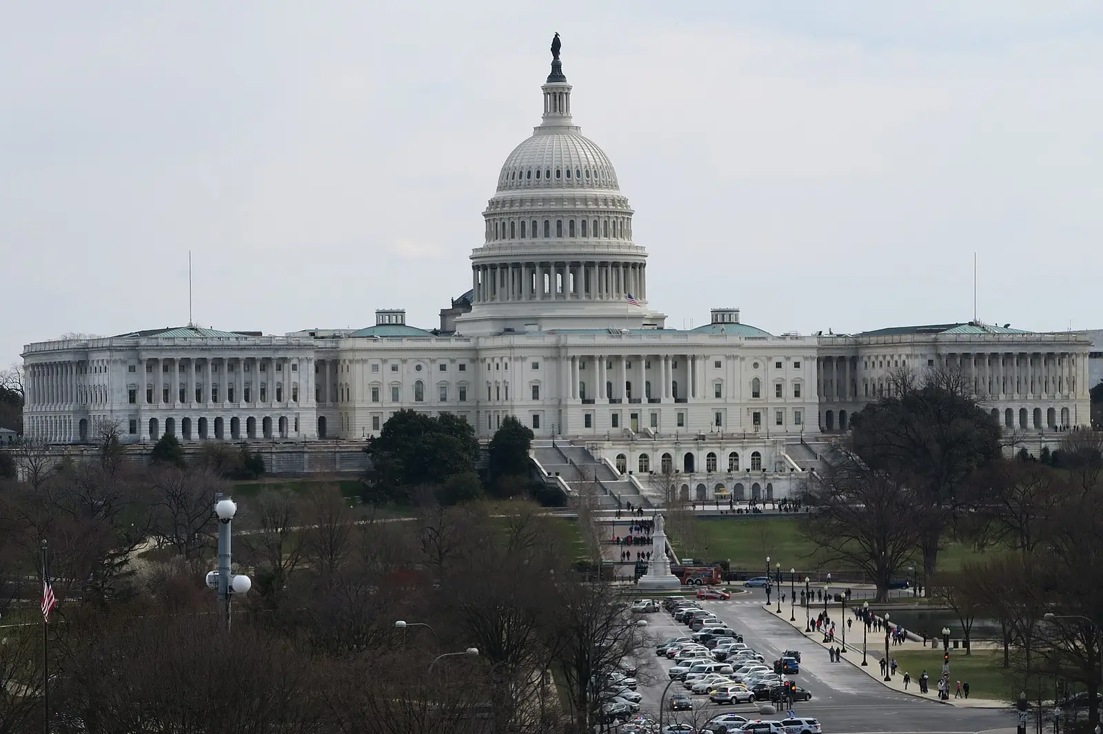 West front of the United States Capitol in Washington, photographed from the Newseum terrace in March 2018
