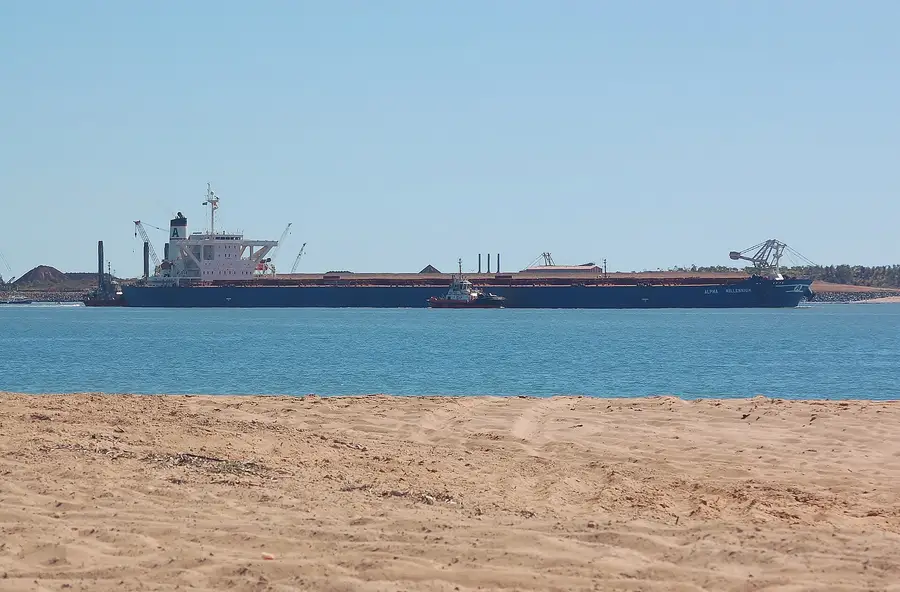 Bulk carrier Alpha Millennium leaving Port Hedland, Western Australia, loaded with iron ore