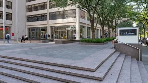 Blackstone headquarters plaza at 345 Park Avenue, New York, photographed in May 2026