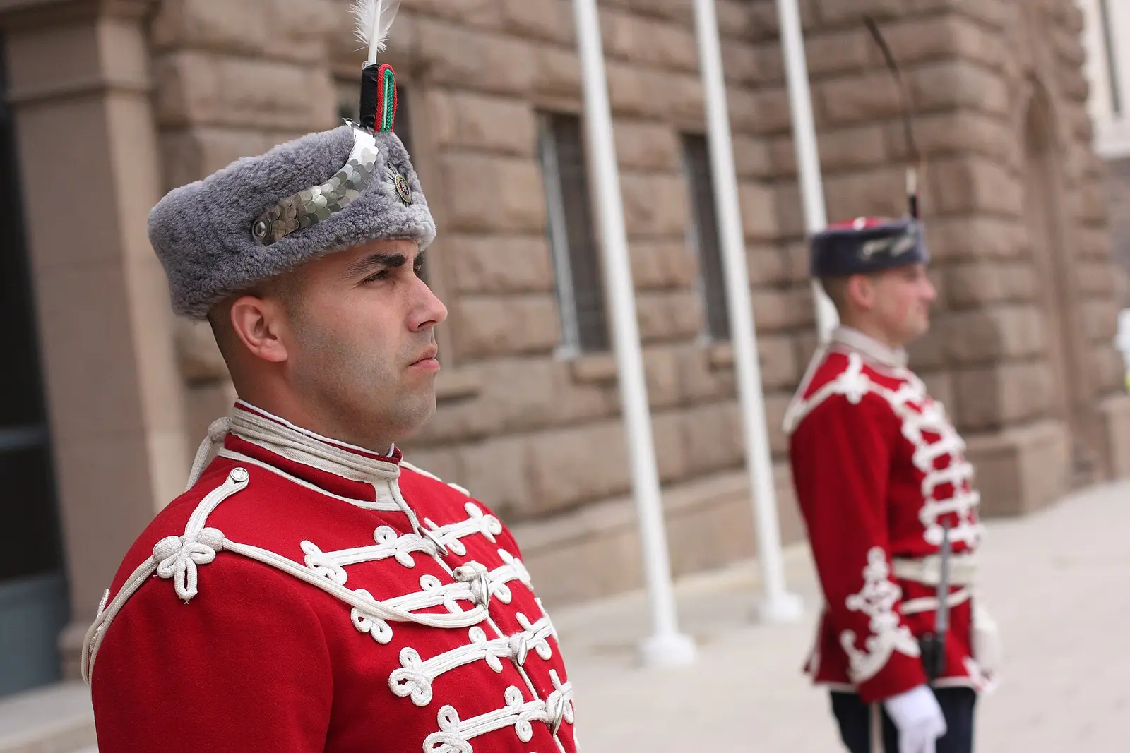 Honour guard outside the Presidency building in Sofia ahead of the Bulgaria presidential election