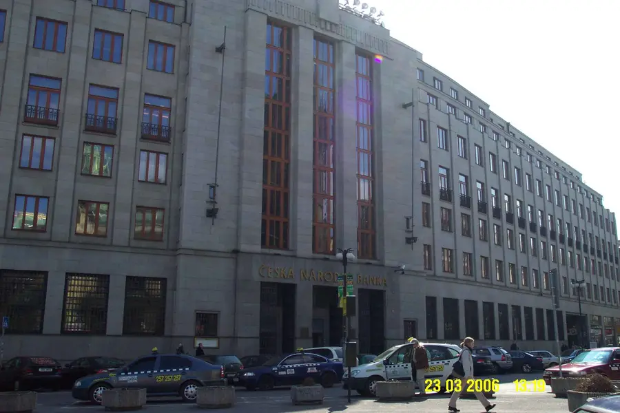 Czech National Bank headquarters on Na Příkopě in Prague, photographed 23 March 2006