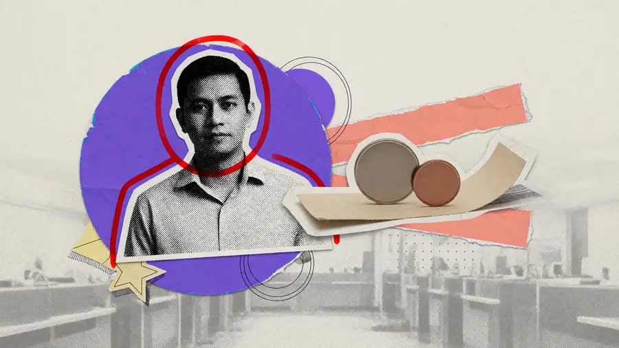 Unnamed halftone portrait beside two blank coins of different sizes on a bent paper strip, the illustration for a Curve stableswap explainer.