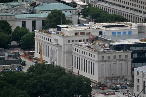 Marriner S. Eccles Federal Reserve building in Washington during renovation, 8 June 2026.