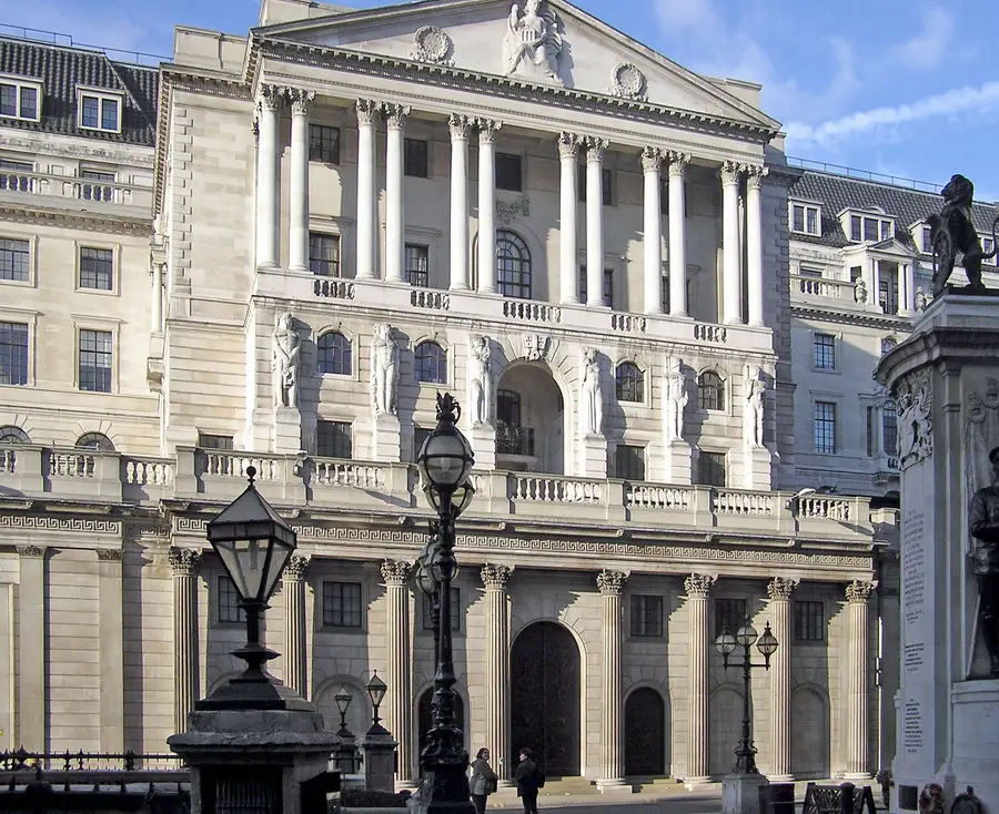 The Bank of England building on Threadneedle Street, City of London