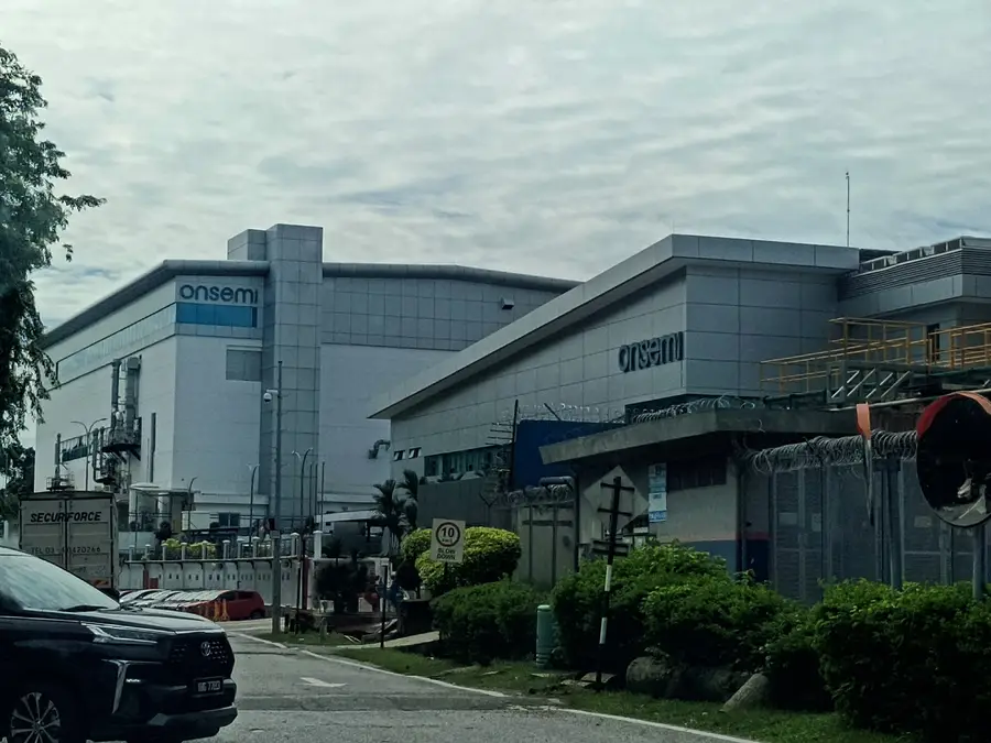 onsemi production buildings in Senawang, Malaysia, seen from the plant access road