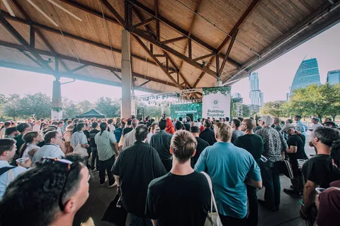 Attendees gathered around the Cardano Building Together stage at Consensus 2022 in Austin Texas