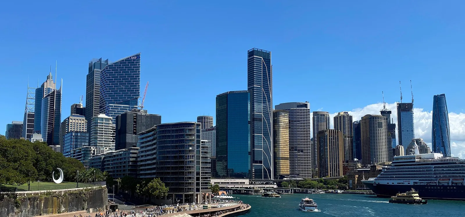 Sydney central business district office towers seen across Sydney Cove, the city where AxiCorp Financial Services Pty Ltd is headquartered