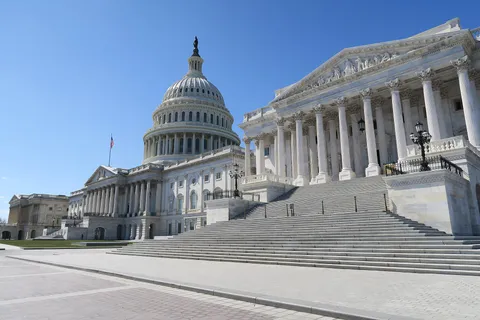 The East Front of the United States Capitol, with the Senate wing and the East Senate Entrance steps on the right