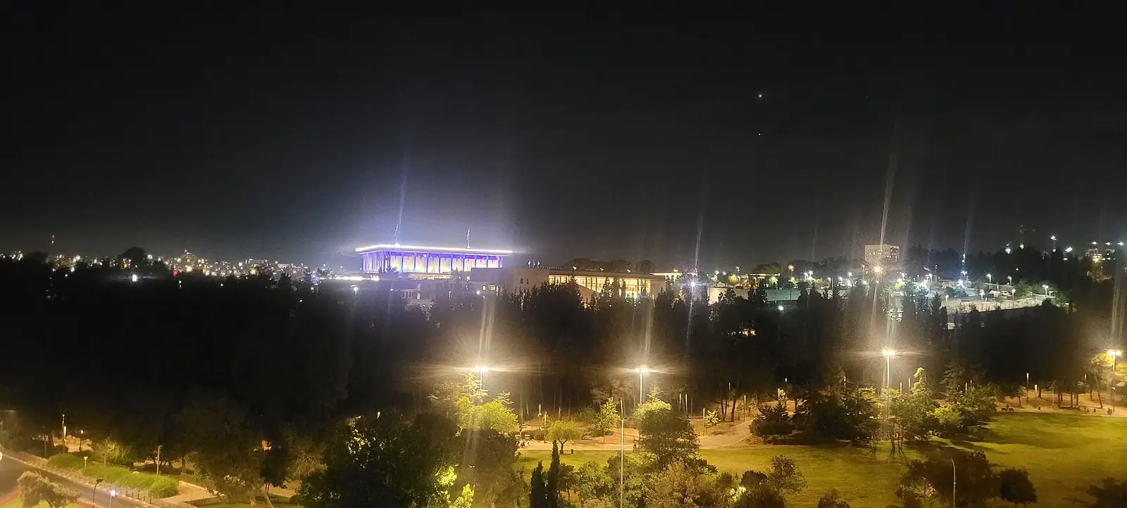 The Knesset in Jerusalem at night, photographed in June 2026