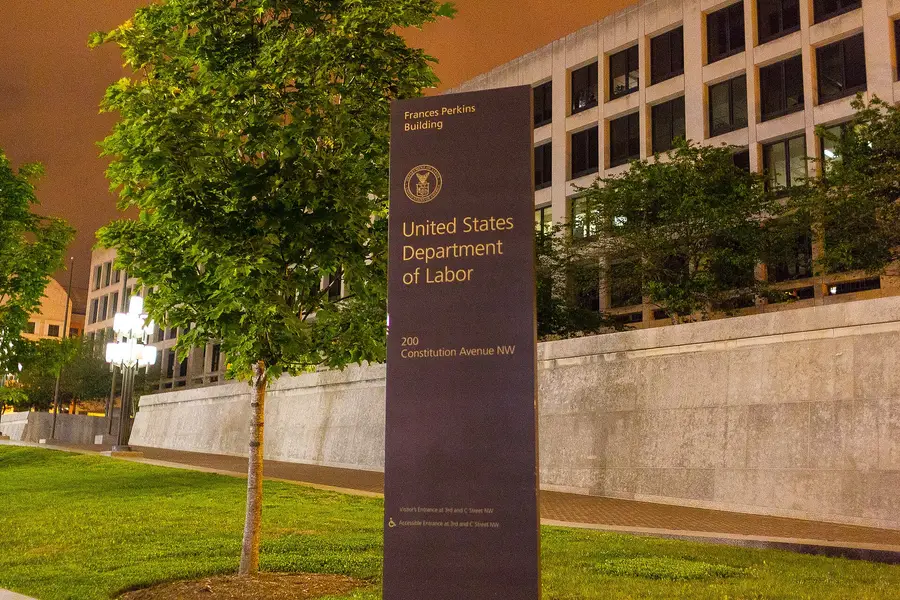 Frances Perkins Building, headquarters of the U.S. Department of Labor in Washington, at night