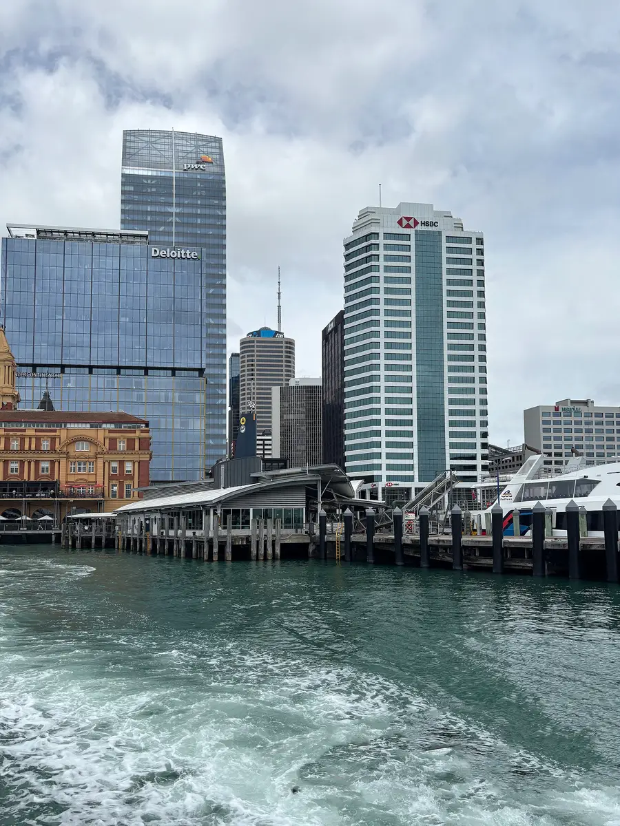 HSBC Tower at 188 Quay Street in Auckland, home of the BlackBull Markets head office, seen from the harbour ferry