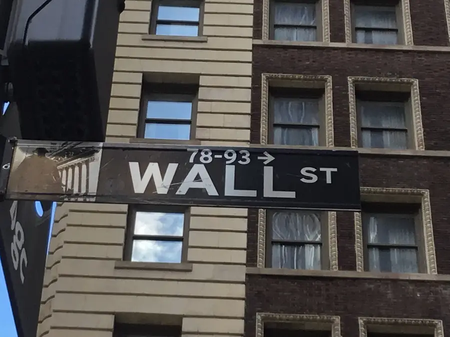 Street sign for Wall Street in Lower Manhattan, New York