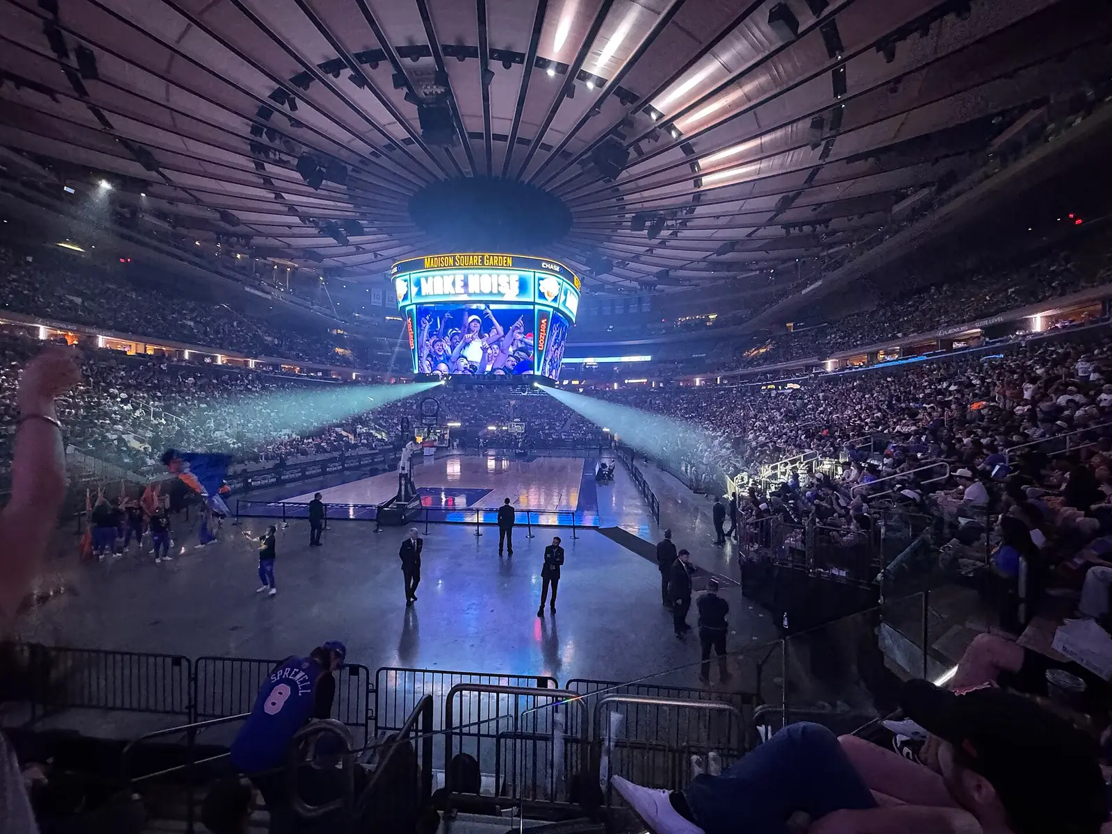 Knicks fans fill Madison Square Garden for a watch party during the 2026 NBA Finals against the San Antonio Spurs