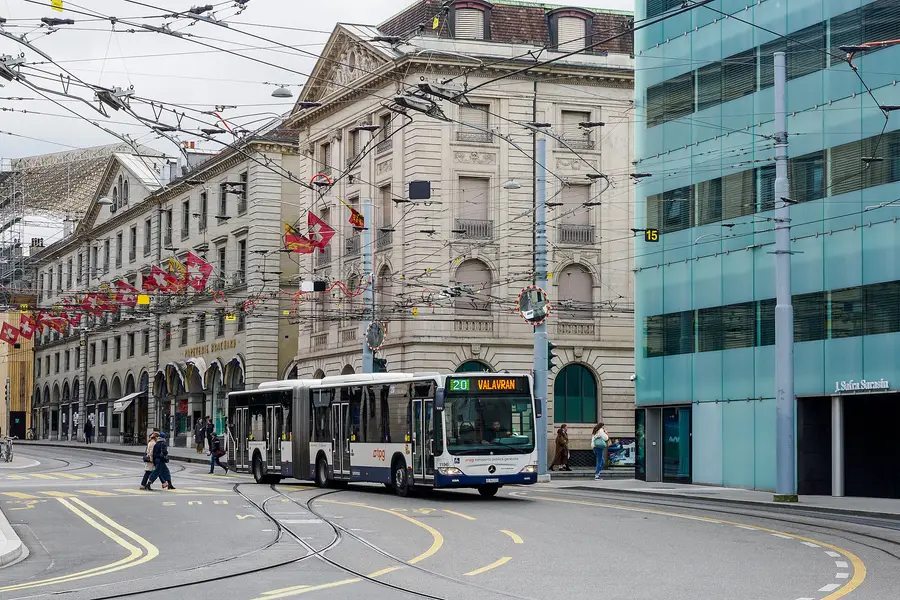 Rue de la Corraterie in Geneva, the citys historic banking street, in February 2026
