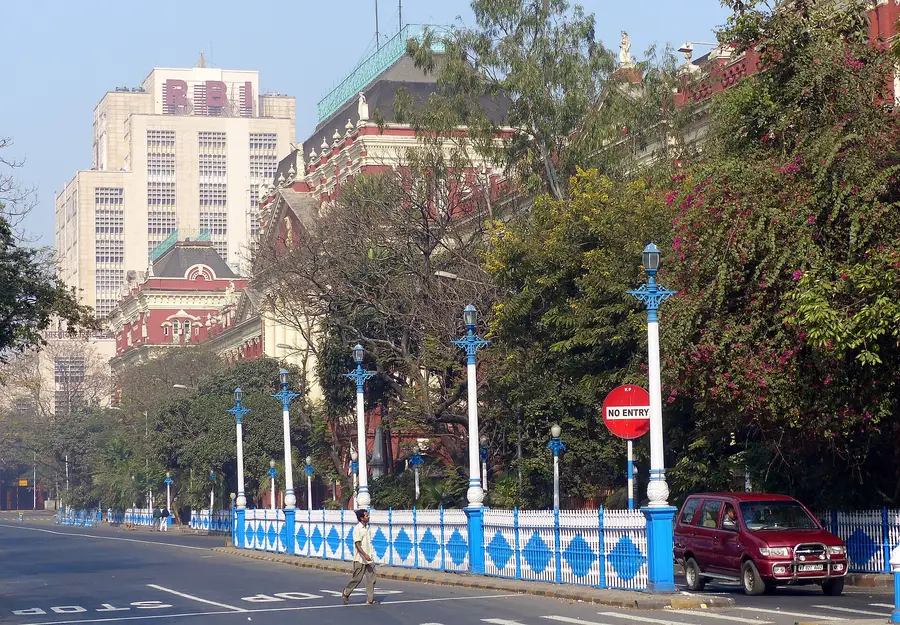 The Reserve Bank of India tower with its RBI lettering rising above Council House Street in Kolkata