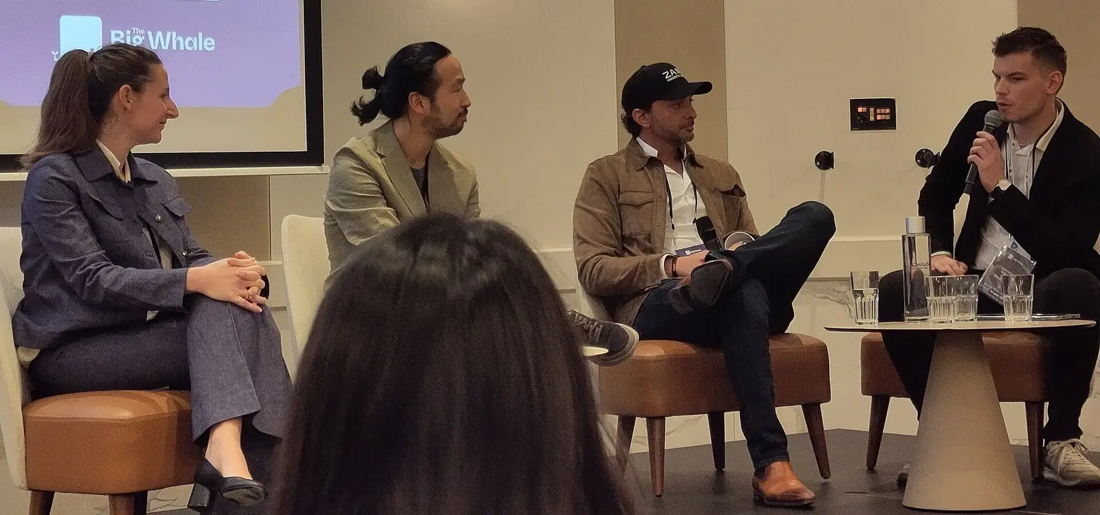 Zama co-founder and CEO Rand Hindi, in a Zama cap, on a The Big Whale panel at EthCC 2026 in Cannes