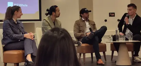 Zama co-founder and CEO Rand Hindi, in a Zama cap, on a The Big Whale panel at EthCC 2026 in Cannes