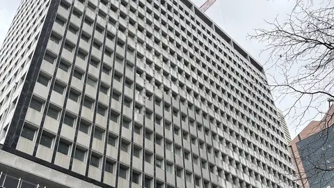 The Reserve Bank of Australia head office tower at 65 Martin Place in Sydney seen from street level