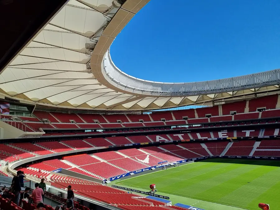 Stands and roof of Estadio Metropolitano in Madrid, venue of the 2027 UEFA Champions League final
