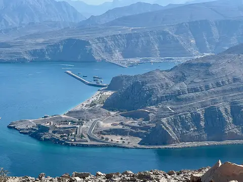 Khasab harbour on the Musandam coast of Oman, on the Strait of Hormuz, photographed in December 2024