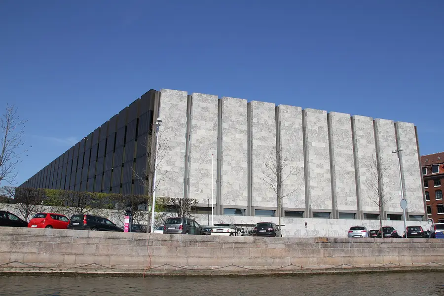 Danmarks Nationalbank building on Havnegade in Copenhagen, designed by Arne Jacobsen