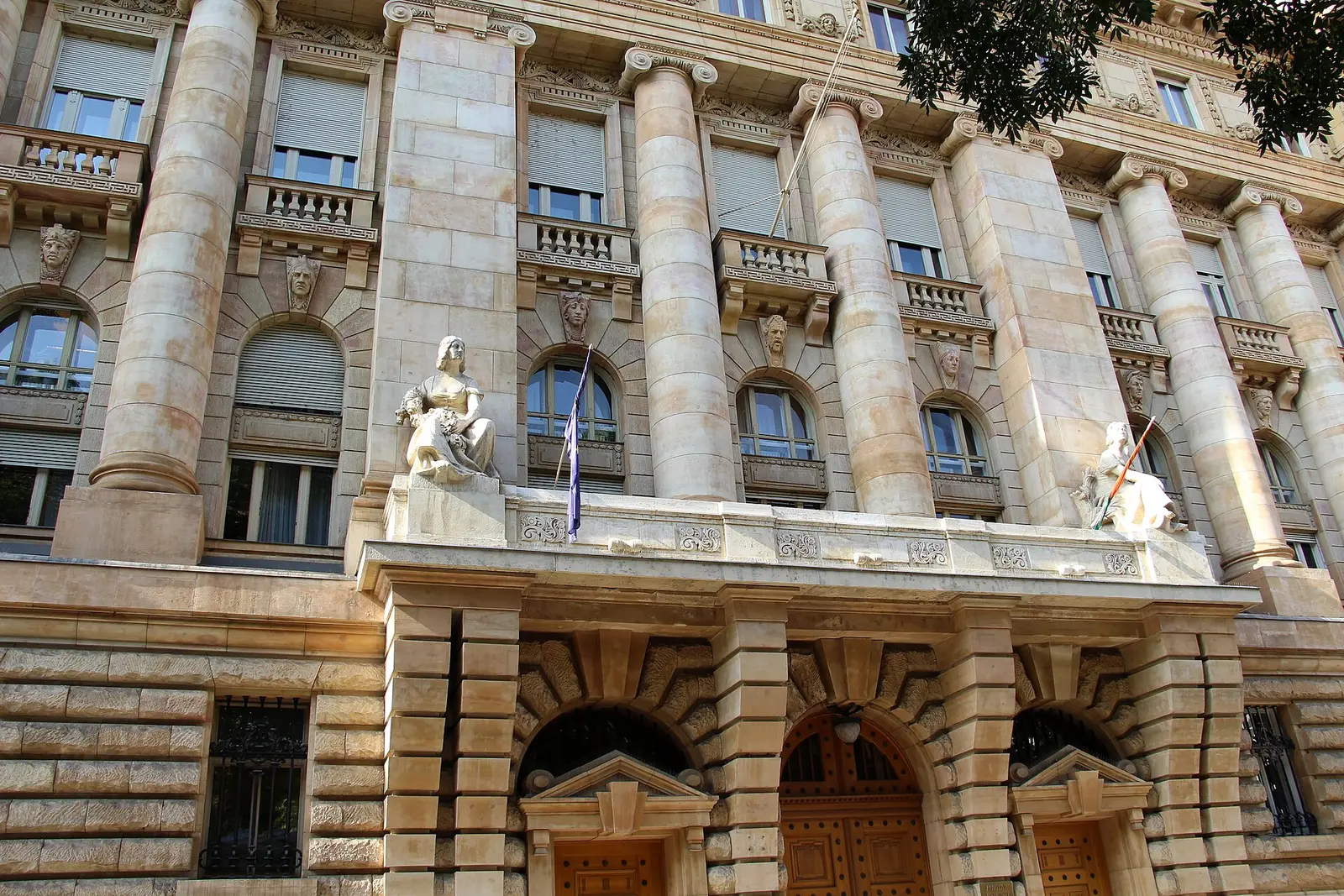Magyar Nemzeti Bank headquarters on Szabadsag ter in Budapest
