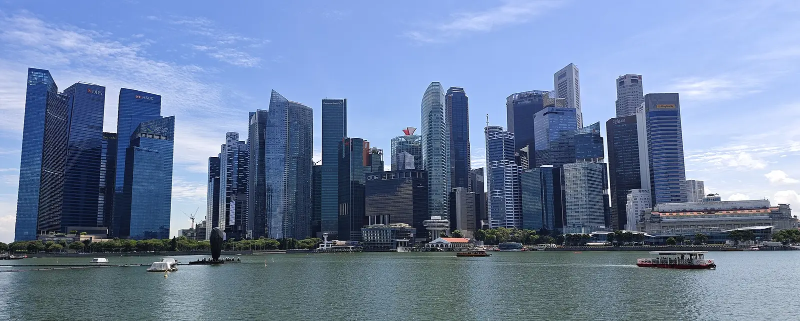 Singapore central business district skyline across Marina Bay