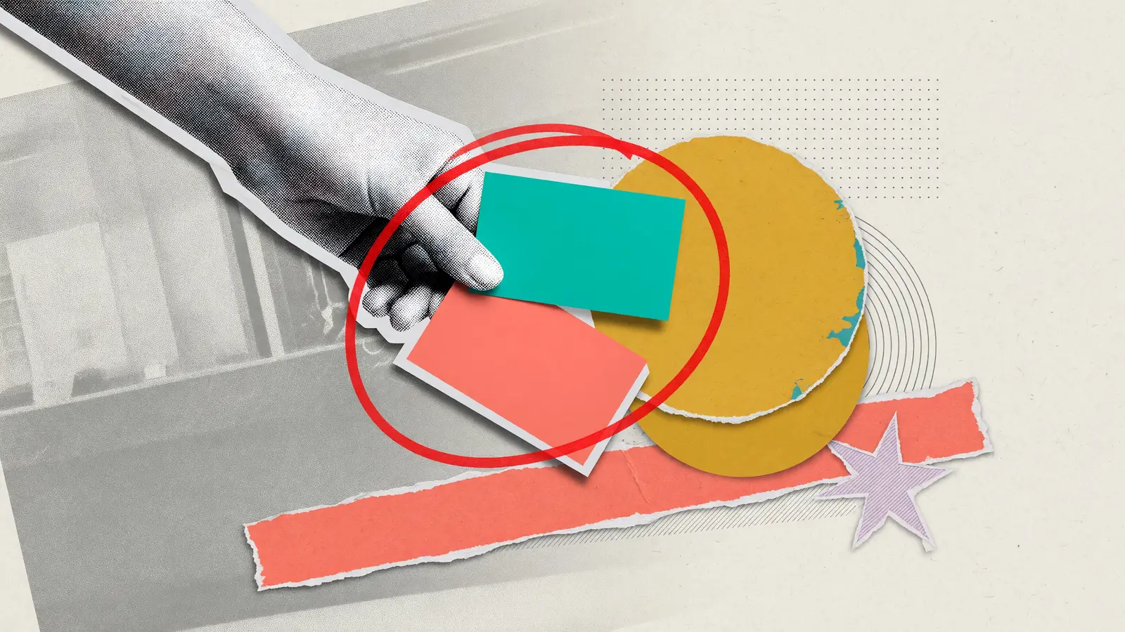 One hand holding two blank cards, an illustration of the Visa and Mastercard comparison, not the real products.