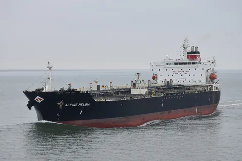 The oil and chemical tanker Alpine Melina under way on the North Sea