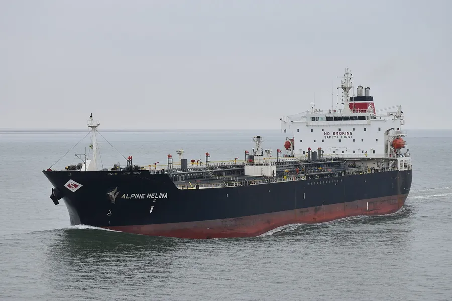 The oil and chemical tanker Alpine Melina under way on the North Sea